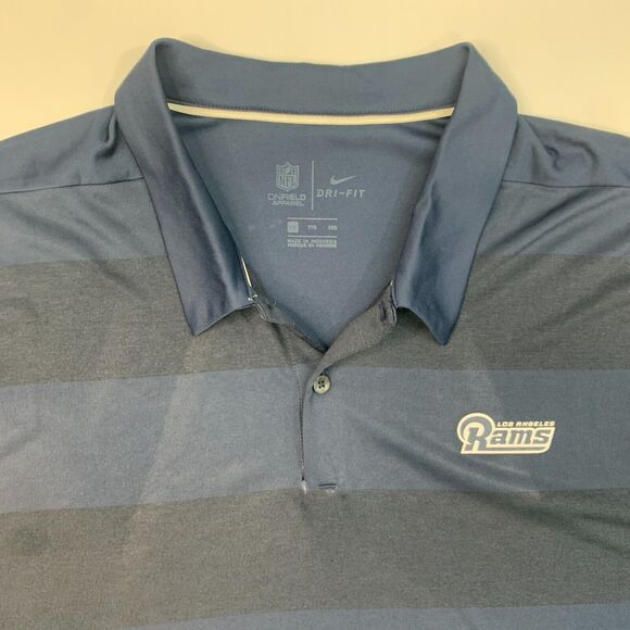 Nike LA Rams Polo Shirt Mens XXL 2XL Navy Blue Dri Fit NFL OnField Performance * - Picture 6 of 15